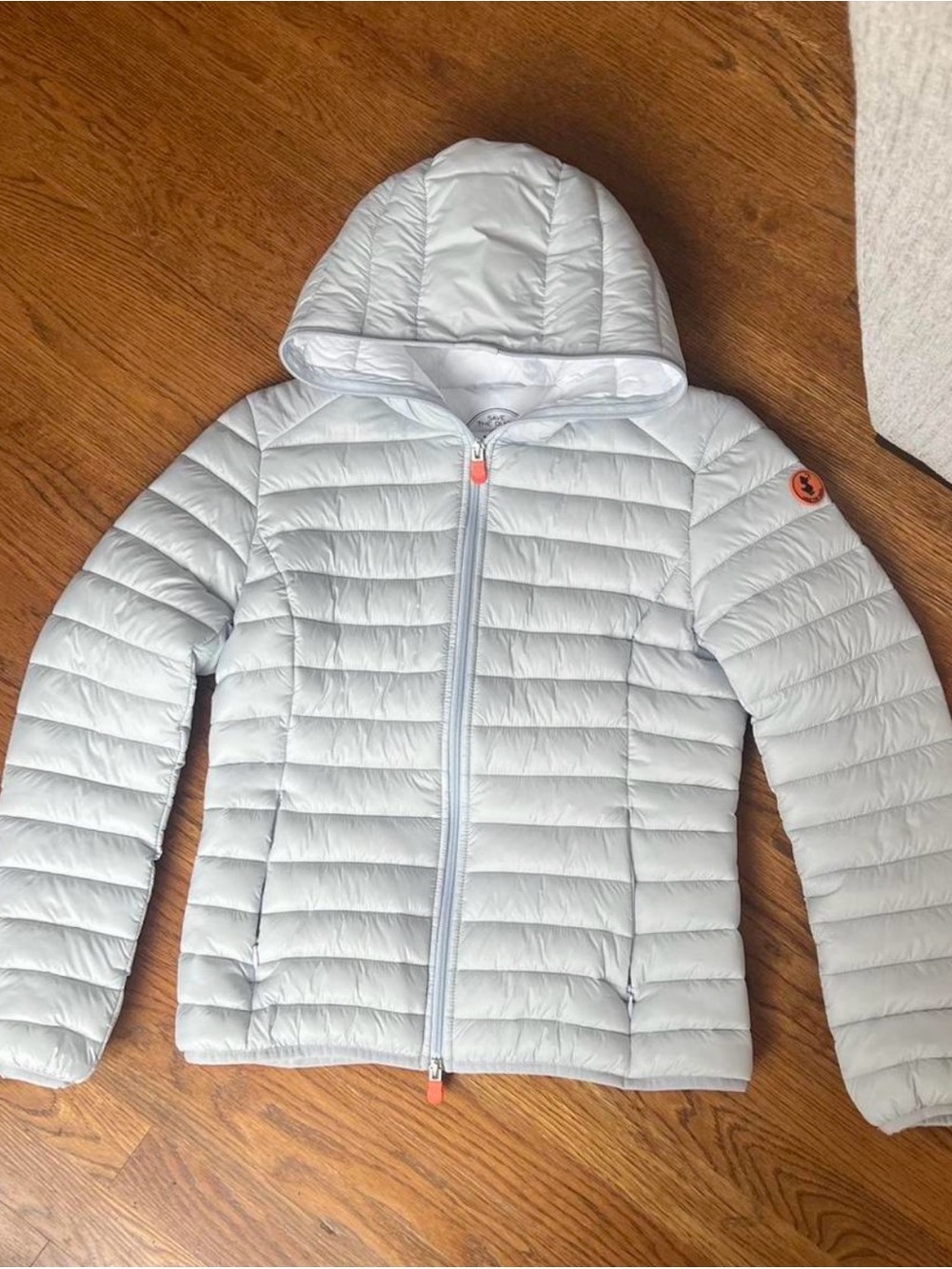 SAVE THE DUCK Light Blue Quilted Hooded Puffer Jacket